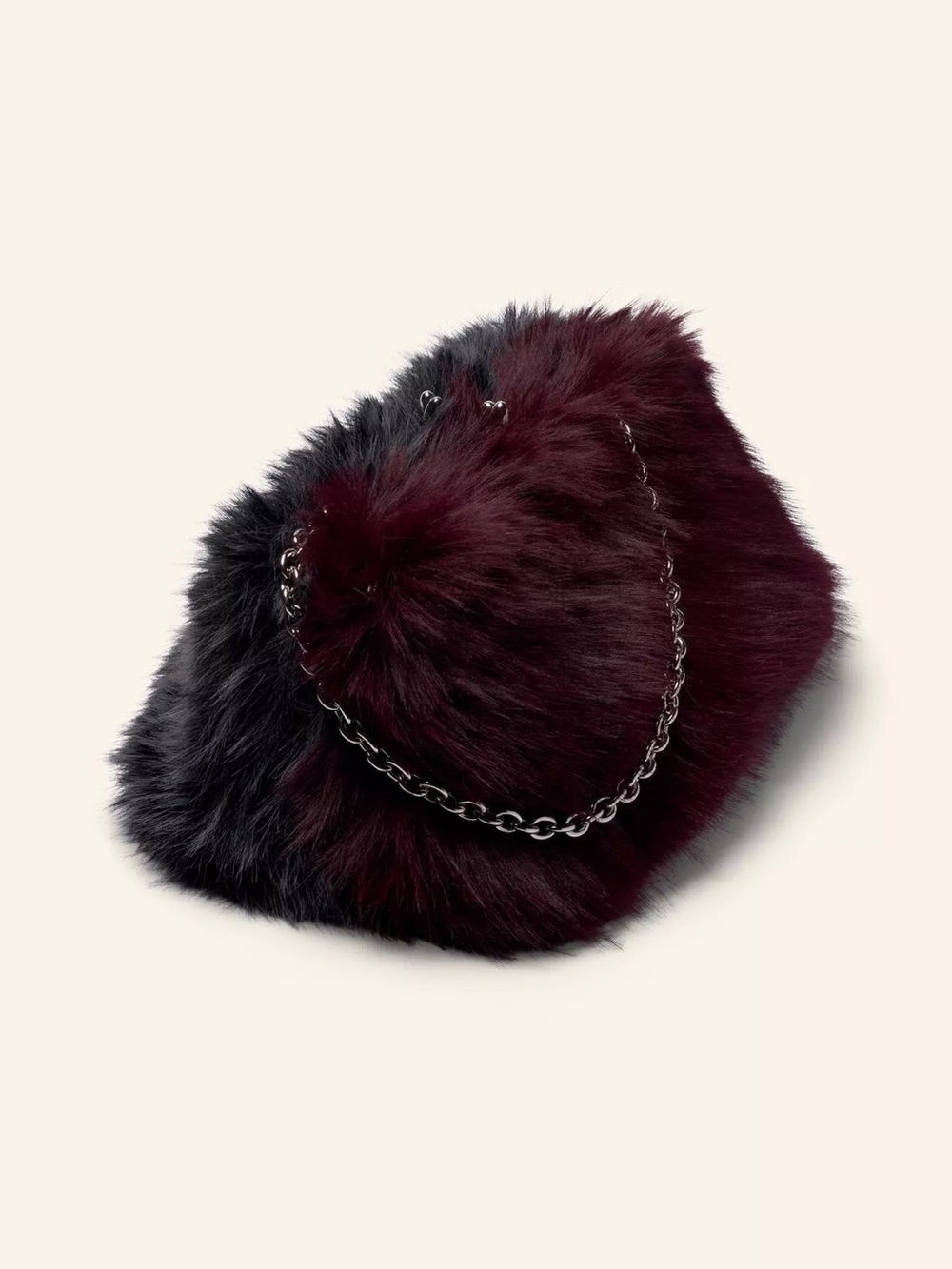 NWT: Zara Faux Fur Limited Edition Shoulder Bag - Burgundy & Black